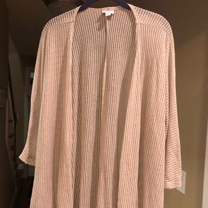 Like new M Lularoe Lindsay cream/tan with stripes